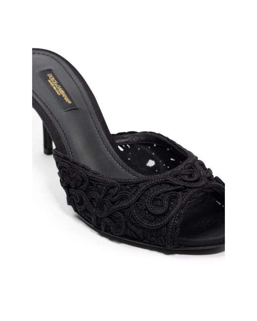 Dolce & Gabbana Black Cotton Mules