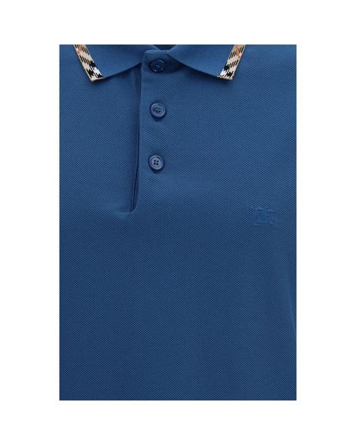 Burberry Blue Cotton Polo Shirt for men
