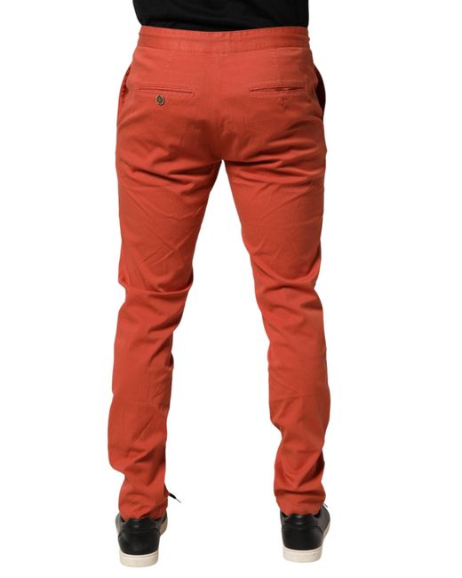 Domenico Tagliente Red Orange Skinny Fit Men Chino Trouser Pants for men
