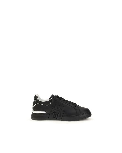 Philipp Plein Black Calf Leather Bos Taurus Athletic Sneakers for men