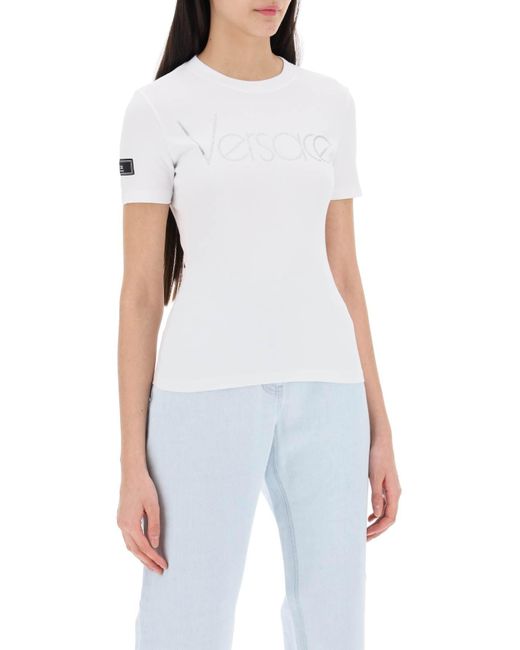 Versace White "Logo Rhinestone T-Shirt