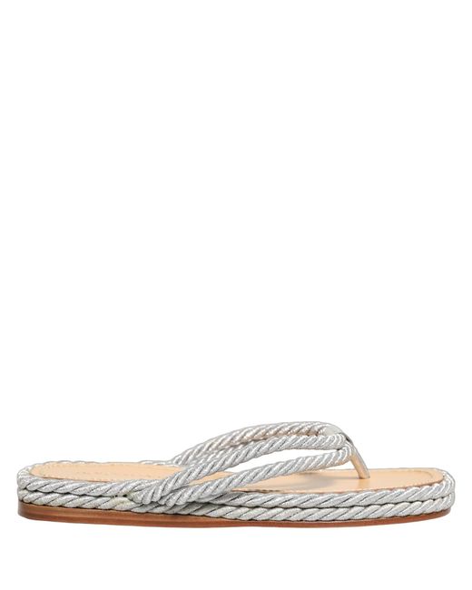 Dolce & Gabbana White Silver Rope Slides Sandals Flip Flops Shoes for men