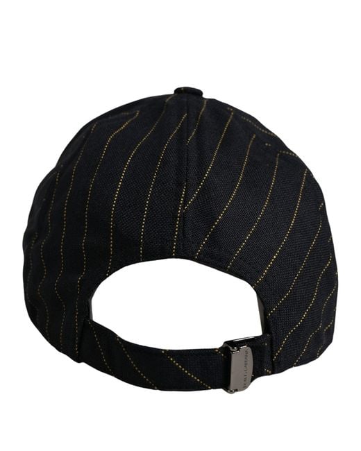 Dolce & Gabbana Black Gold Pinstriped Cotton Baseball Cap Hat for men