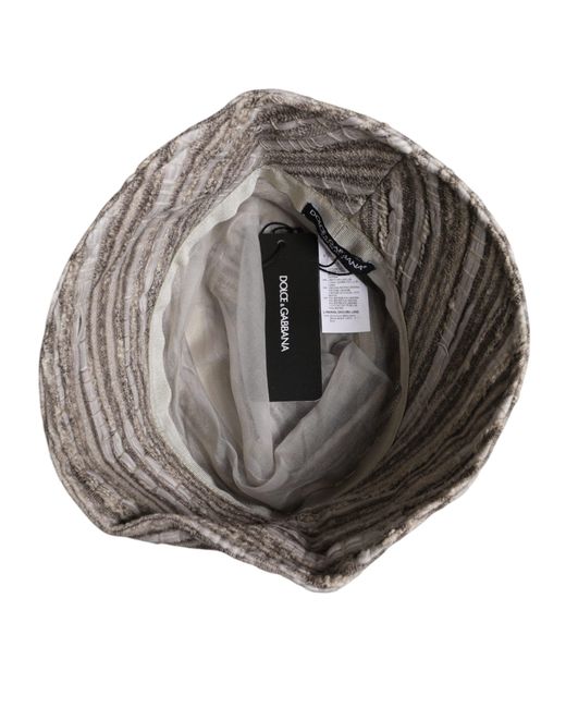 Dolce & Gabbana Gray Stripes Cotton Bucket Cap for men