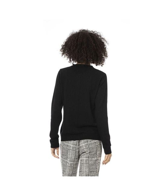Baldinini Black Gray Wool Cardigan