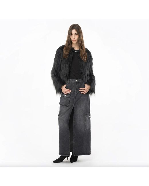 Pinko Gray Cotton Skirt