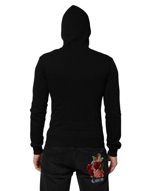 Dolce & Gabbana Sweater Black Cotton Hooded Men Sweatshirt Sweater for men