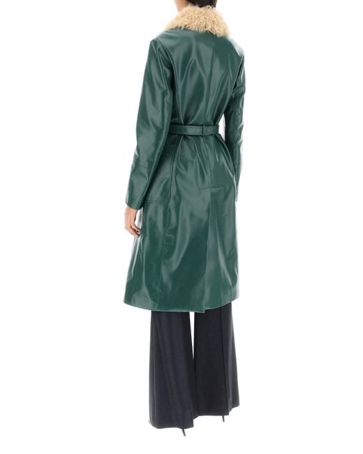 Bally Green Leather And Shearling Coat