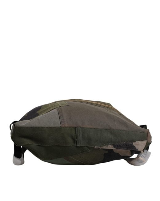 Dolce & Gabbana Black Military Green Patchwork Rucksack Backpack Bag for men