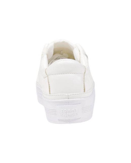 Tommy Hilfiger White Cream Recycled Cotton Low Top Sneakers