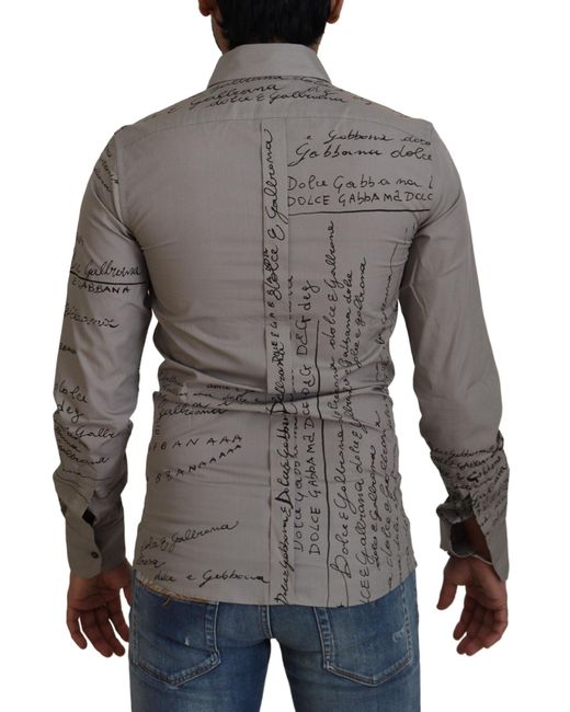 Dolce & Gabbana Gray Elegant Slim Fit Cotton Dress Shirt for men