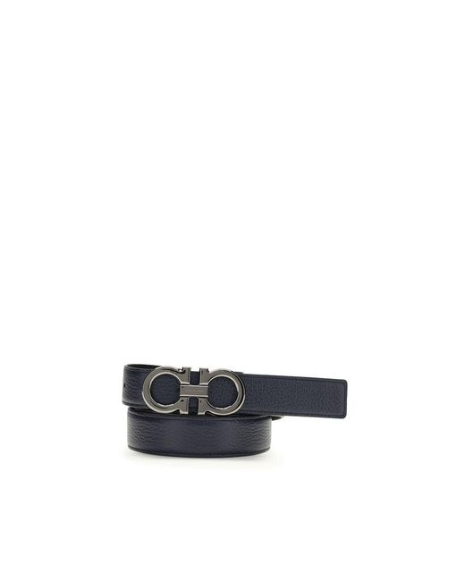 Ferragamo Blue Calf Leather Bos Taurus Regular Belt for men