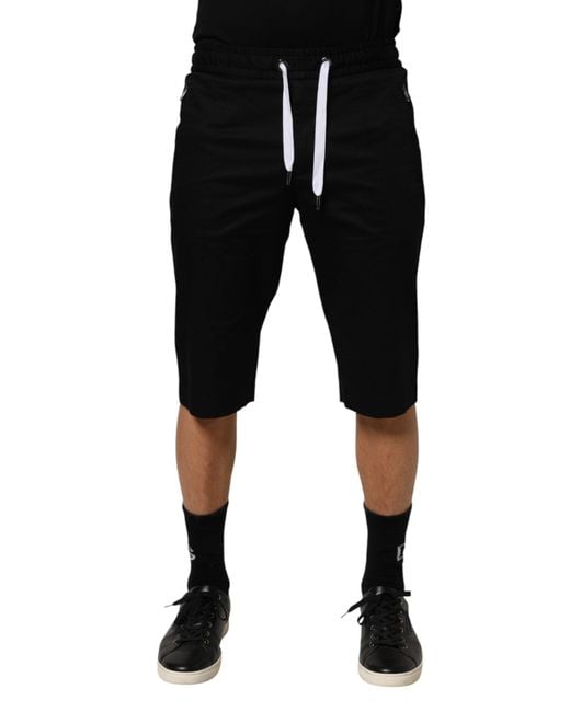 Dolce & Gabbana Black Cotton Stretch Bermuda Shorts Co+03 for men