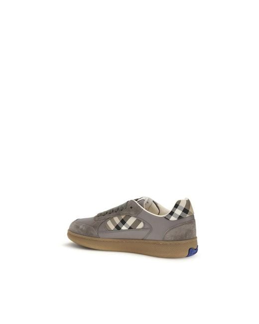 Burberry Gray Calf Leather Bos Taurus Low Top Sneakers for men