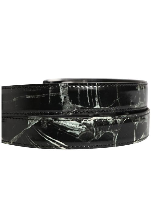 Dolce & Gabbana Black Marble Leather Dg Logo Buckle Belt Calf for men