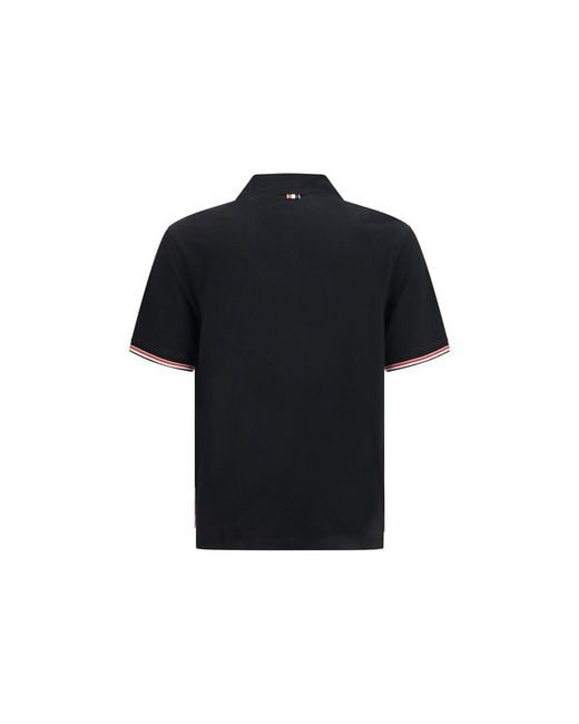 Thom Browne Black Cotton Polo Shirt for men