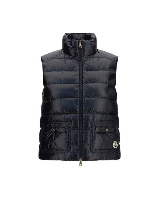 Moncler Blue Black Polyamide Sleeveless Jacket