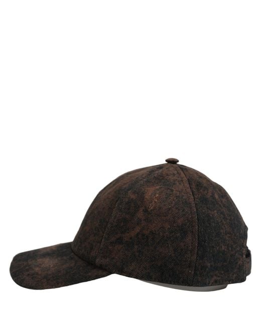 Dolce & Gabbana Black Men Brown Cotton Distressed Baseball Cap Hat for men