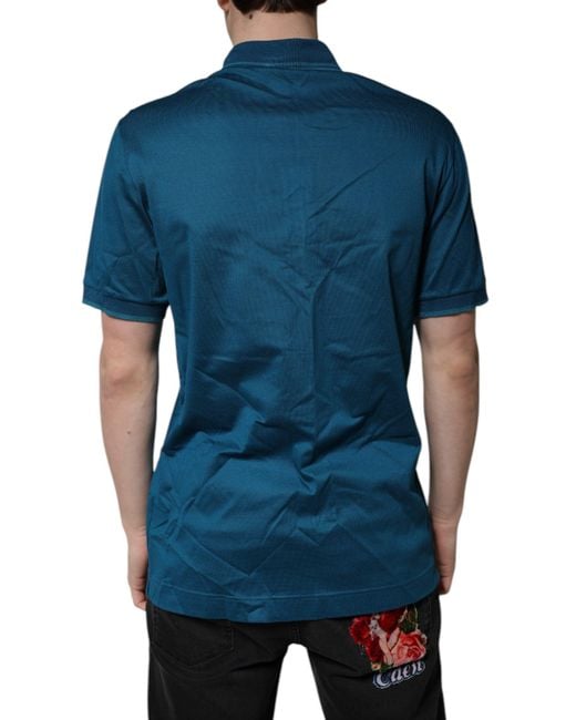 Dolce & Gabbana Blue Embroidered Logo Polo Shirt for men