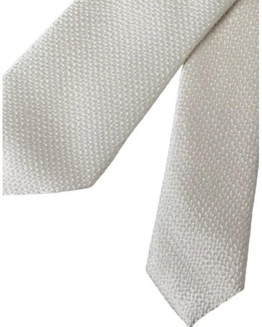 Dolce & Gabbana White Textured Silk Necktie for men
