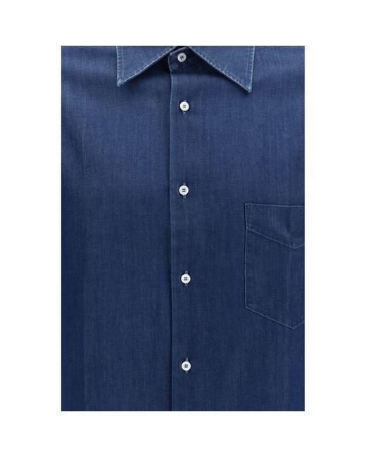 Brunello Cucinelli Blue Denim Shirt for men