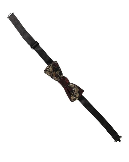 Dolce & Gabbana Black Multicolor Floral Jacquard Adjustable Neck Papillon Bow Tie for men