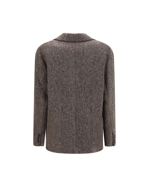 Brunello Cucinelli Brown Wool Oves Aries Biker Jacket