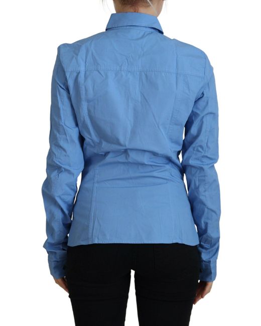 Ferré Blue Elegant Cotton Long Sleeve Polo Top