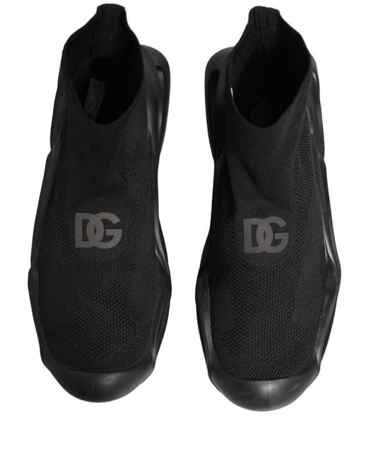 Dolce & Gabbana Black Slip On Wave Socks Men Sneakers Shoes for men