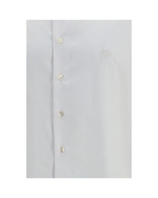 Etro Gray White Cotton Dress Shirt for men