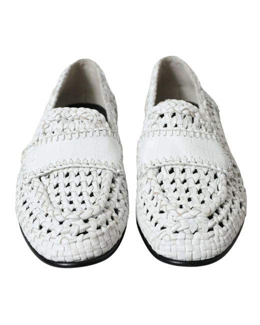 Dolce & Gabbana White Elegant Loafer Slip-Ons for men
