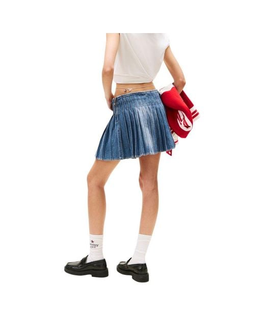 Tommy Hilfiger Blue Recycled Cotton Mini Skirt