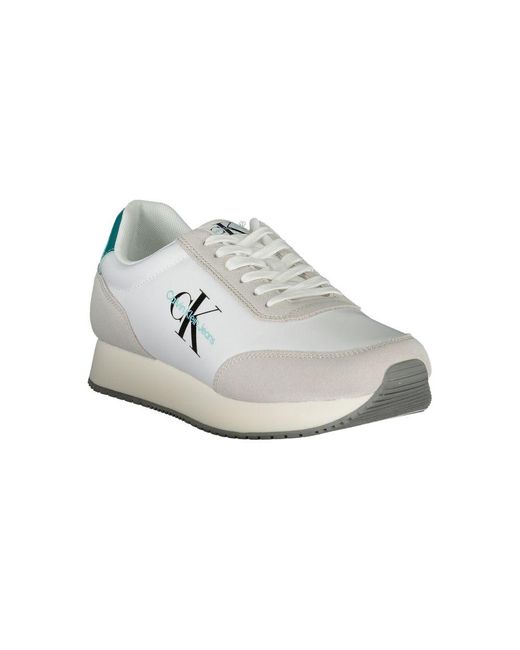 Calvin Klein White Elegant Lace-Up Sneakers With Contrasting Detail for men