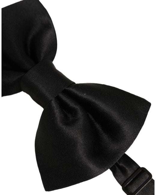 Dolce & Gabbana Men Black 100% Silk Adjustable Neck Papillon Bow Tie for men