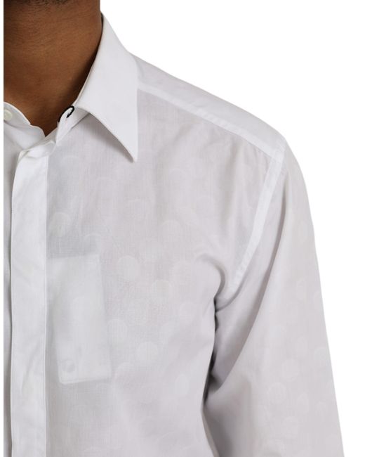 Dolce & Gabbana Gray Polka Dotted Cotton Dress Shirt for men