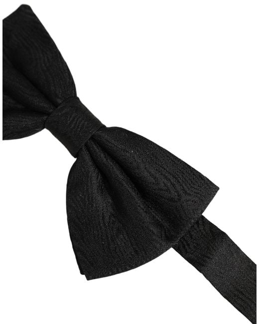 Dolce & Gabbana Men Black Silk Brocade Adjustable Neck Papillon Bow Tie for men