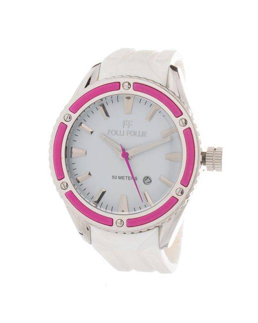 Folli Follie Pink White Silicone Watch