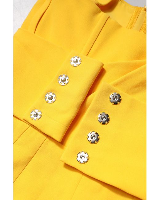 Dolce & Gabbana Yellow One Shoulder Side Slit Midi Dress for men