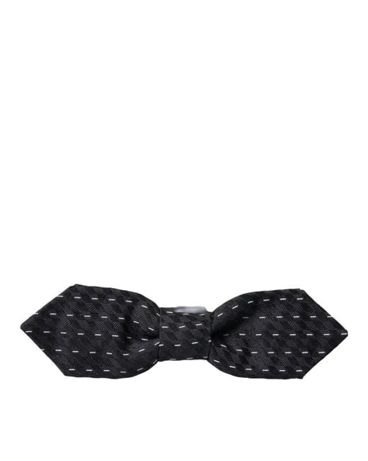 Dolce & Gabbana Black Stitched Silk Neck Bow Tie for men