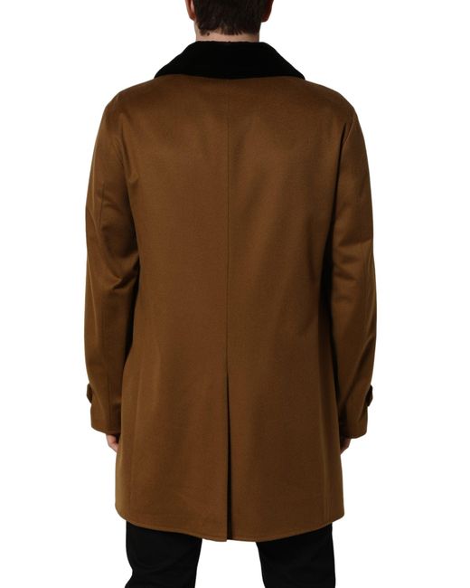 Dolce & Gabbana Brown Cashmere Mink Fur Men Overcoat Jacket for men