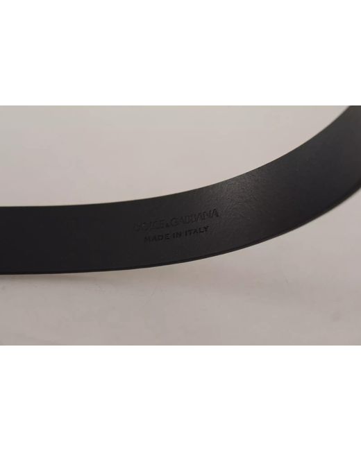 Dolce & Gabbana Black Elegant Leather Belt With Metal Buckle for men
