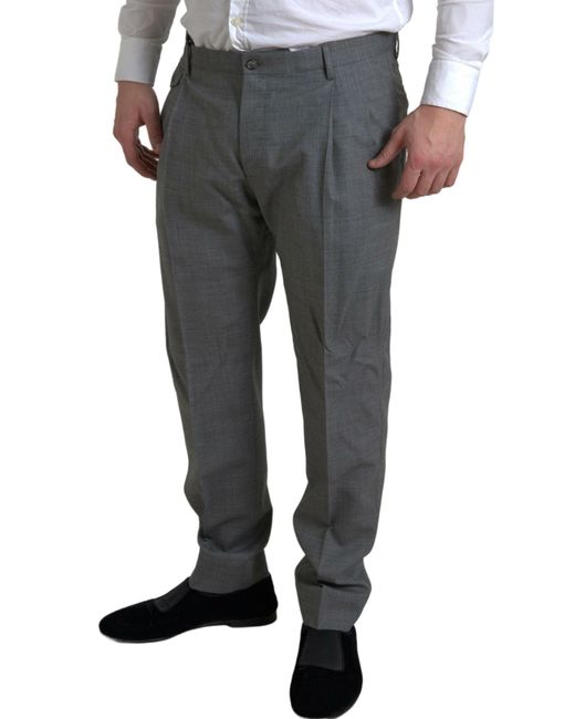 Dolce & Gabbana Gray Wool Chino Skinny Men Dress Trouser Pants for men