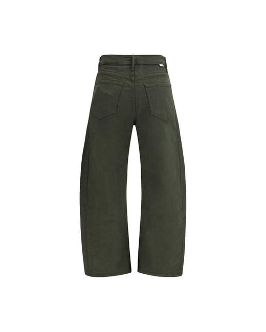 Mother Green Bicolor Cotton Relaxed Fit Jeans