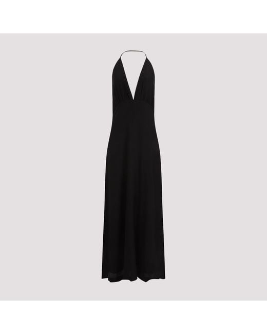 Totême  Black Double-halter Silk Dress