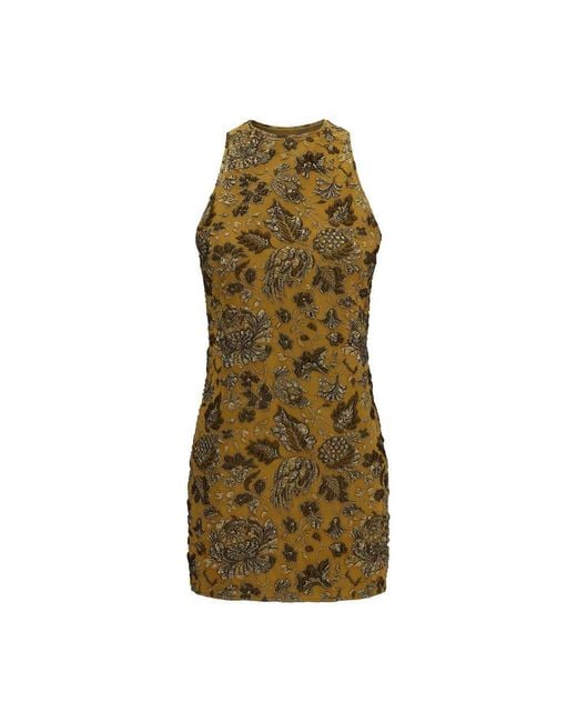 Saint Laurent Green Brown Polyamide Casual Dress