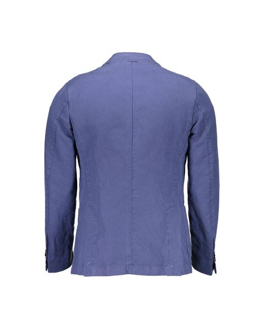 Gant Blue Ele Long Sleeved Cotton-Linen Jacket for men