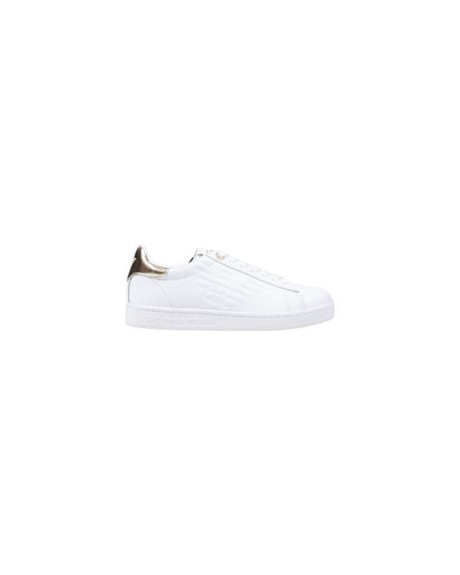 EA7 White Leather Low Top Sneakers