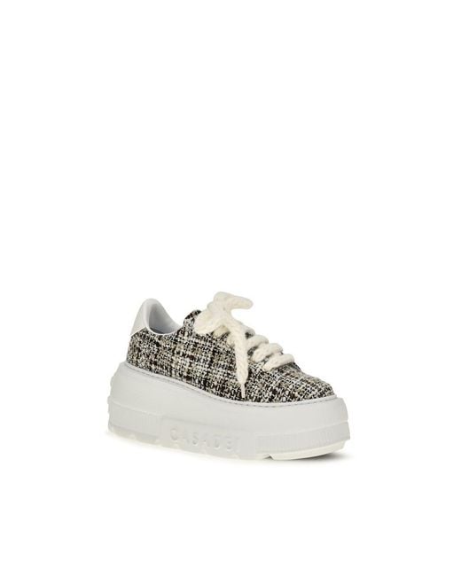 Casadei White Multicolor Fabric Platform Sneakers