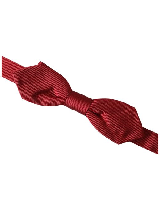 Dolce & Gabbana White Silk Jacquard Adjustable Neck Bow Tie for men
