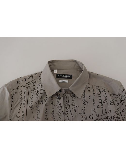 Dolce & Gabbana Gray Elegant Slim Fit Cotton Dress Shirt for men